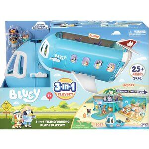 3/$188❤️new torn box Bluey 3-in-1 Transforming Plane Playset >25 Sounds&Phrases